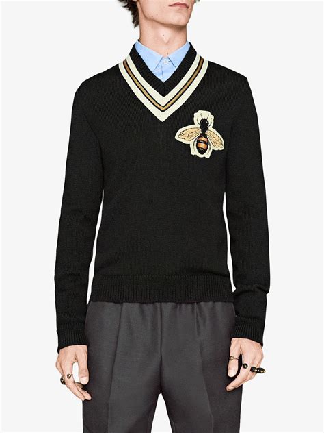 gucci bee design men's sweater|Gucci sweater hoodie.